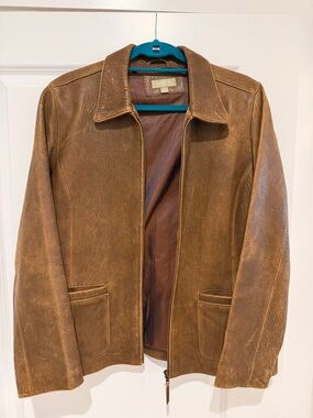 Women’s Brown Leather Zip Jacket